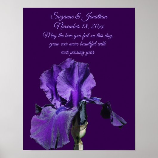 Purple Iris Flower Personalized Wedding  Poster (Voorkant)