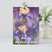 Purple Iris Flowers Carte de fête des mères (Debout devant)