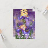 Purple Iris Flowers Carte de fête des mères (Devant/Arrière en situation)
