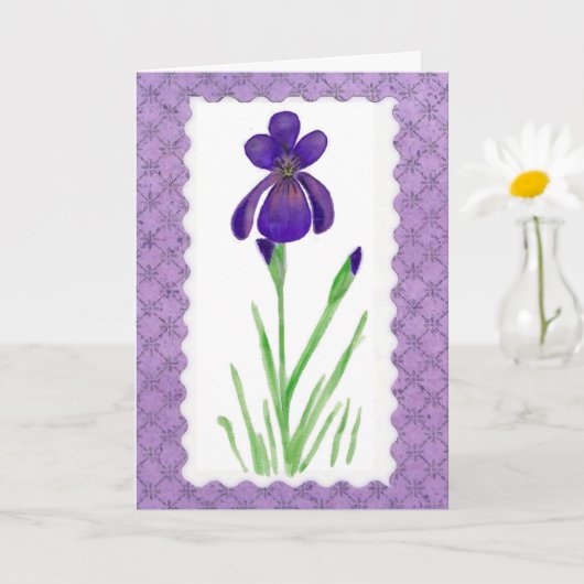 Purple Iris Grande Police Carte de Fête des Mères (Petite plante)
