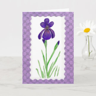 Purple Iris Grande Police Carte de Fête des Mères
