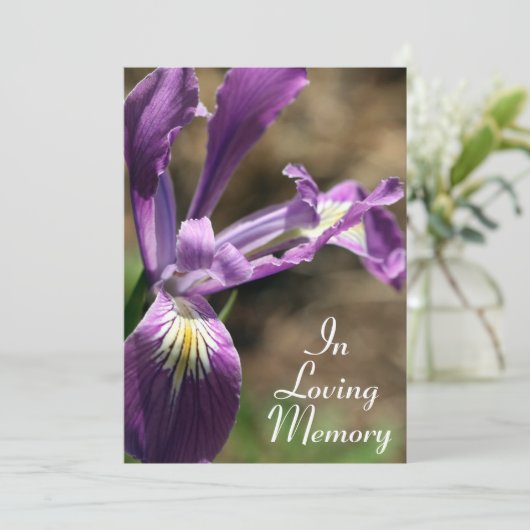 Purple Iris Memorial Service Faire-part (Debout devant)