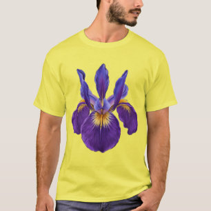 Purple Iris Watercolor Flower T-Shirt Elegant Bo