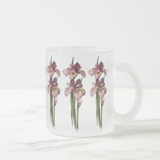 Purple Irises Frosted Glass Mug (Droit)