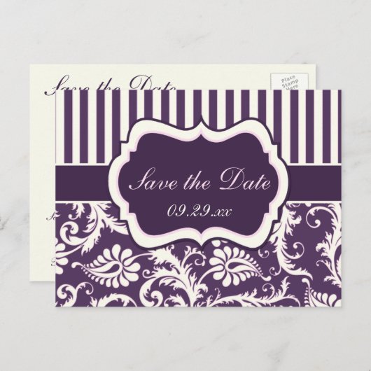 Purple, ivoire, Damas rose Enregistrer la carte Da (Devant / Derrière)