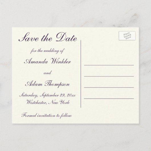 Purple, ivoire, Damas rose Enregistrer la carte Da (Dos)