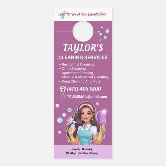 Purple Janitorial Lady House Cleaning Service (Voorkant)