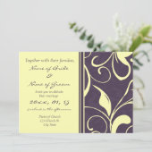 Purple Jaune Floral Élégant Mariage Invitations (Debout devant)