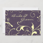 Purple Jaune Floral Élégant Mariage Invitations (Dos)