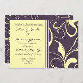 Purple Jaune Floral Élégant Mariage Invitations (Devant / Derrière)