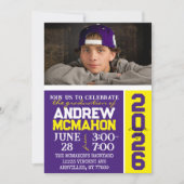 Purple & Jaune Moderne Graduation Photo Invitation (Devant)