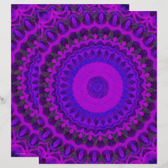 Purple Kaleidoscope Scrapbook Paper 2-Sided Page (Devant / Derrière)