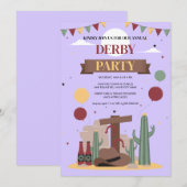 Purple Kentucky Derby Party Invitation - Rustic We (Devant / Derrière)