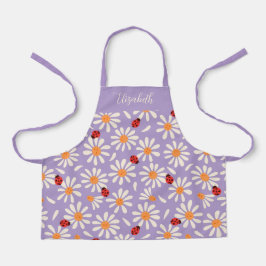 Purple Ladybugs & Daisies Personalized Kids Schort