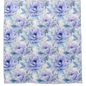Purple, Lavande, Peine Bleue Douche Florale Rideau (Devant)