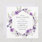 Purple Lavender Fleurs nuptiale Douche Invitation (Devant / Derrière)