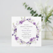 Purple Lavender Fleurs nuptiale Douche Invitation (Debout devant)