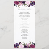 Purple Lavender Floral Boho carte programme de mar (Dos)