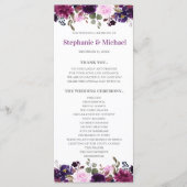 Purple Lavender Floral Boho carte programme de mar (Devant)