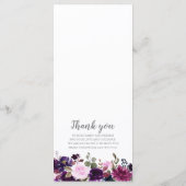 Purple Lavender Floral Boho menu Mariage (Dos)