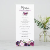 Purple Lavender Floral Boho menu Mariage (Debout devant)