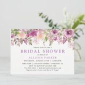 Purple Lavender Floral Bridal Show Invitation (Debout devant)