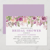 Purple Lavender Floral Bridal Show Invitation (Devant / Derrière)