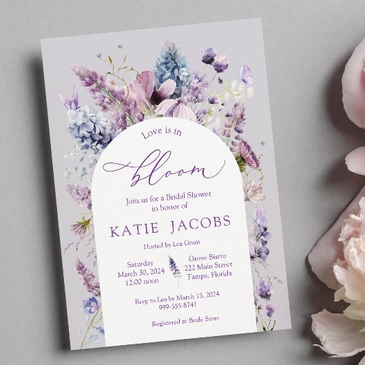 Purple + Lavender Floral Bridal Shower Invitation