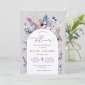 Purple + Lavender Floral Bridal Shower Invitation (Debout devant)