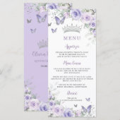 Purple Lavender Floral Butterflies Menu mince (Devant / Derrière)