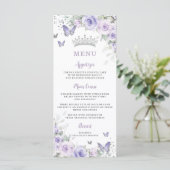 Purple Lavender Floral Butterflies Menu mince (Debout devant)