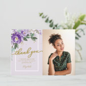 Purple Lavender Floral Photo Grad Merci (Debout devant)
