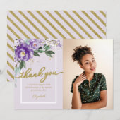 Purple Lavender Floral Photo Grad Merci (Devant / Derrière)