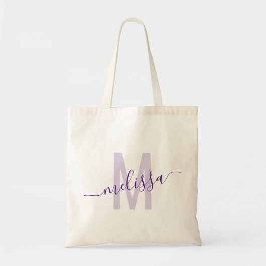 Purple Lavender Moderne Monogramme Nom Sac fourre- (Devant)