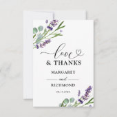 Purple Lavender Rustique Mariage Floral Merci (Devant)