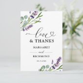 Purple Lavender Rustique Mariage Floral Merci (Debout devant)