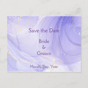 Purple Lavender Swirl Gold Highlite Save the Date Aankondigingskaart