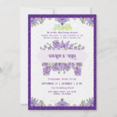 Purple Lavender Walima Faire-part de mariage islam (Devant)