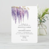 Purple Lavender Wisteria Floral Wedding Invitation (Debout devant)