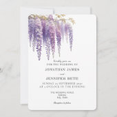 Purple Lavender Wisteria Floral Wedding Invitation (Devant)
