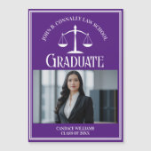 Purple Law School Photo Graduation Magnet Card (Devant)