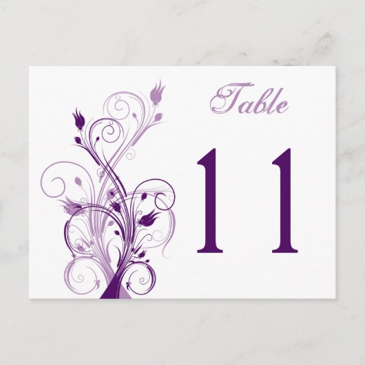 Purple Lilac Blanc Floral Numéro de table Carte po (Devant)