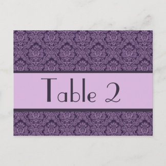 Purple & Lilac Damask Wedding Table Number Card Briefkaart