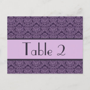 Purple & Lilac Damask Wedding Table Number Card Briefkaart