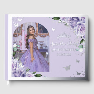 Purple Lilac Floral Quinceañera XV 15 Silver Photo