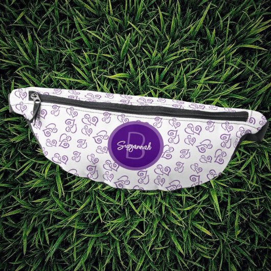 Purple Linked Heart Pattern with Initial Monogram