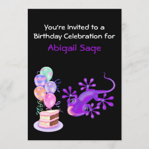 Purple Lizard Invitation de fête d'anniversaire