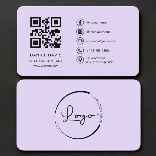 Purple Logo QR Code Professional Visitekaartje