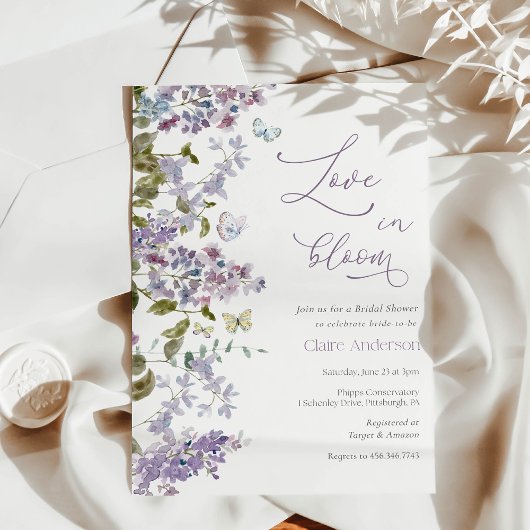 Purple Love In Bloom nuptiale douche invitation