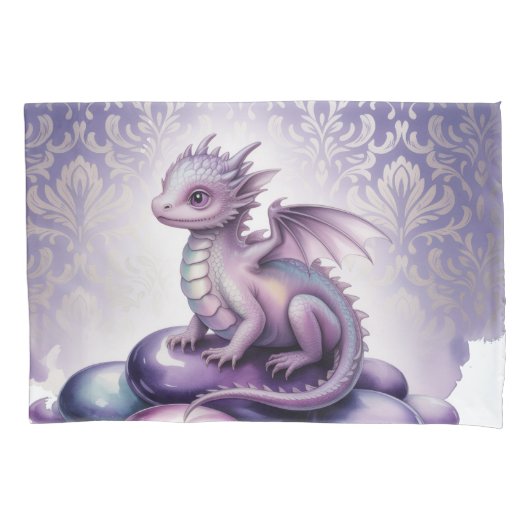 Purple Magical Dragon Baby Shower Kussensloop (Voorkant)